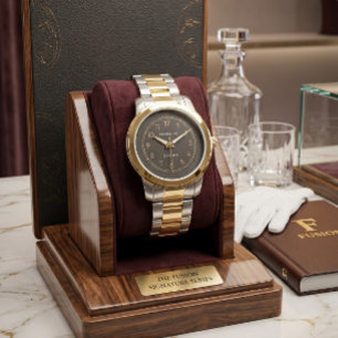 Pulsera Reloj moderno de dos tonos en oro y plata