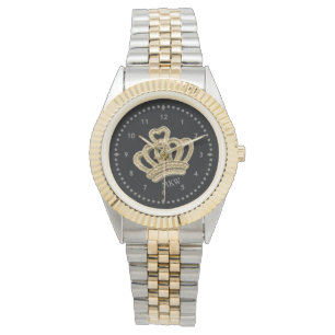 Pulsera Reloj monograma de doble tono de la princesa coron