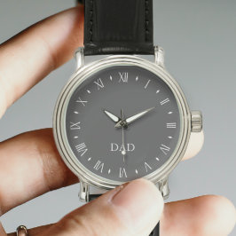 Pulsera Reloj monogramado de papá blanco y negro