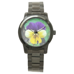 Pulsera Reloj morado y amarillo de pansy Watch