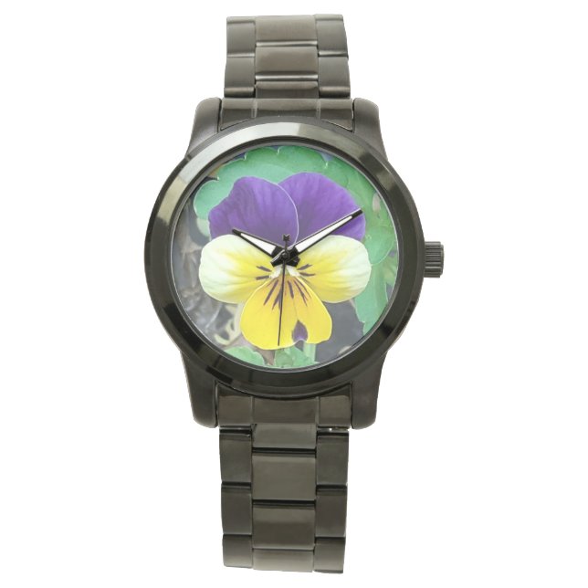 Pulsera Reloj morado y amarillo de pansy Watch (Anverso)