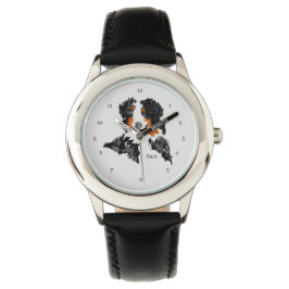 Pulsera Reloj negro de acero inoxidable: Perro de montaña 
