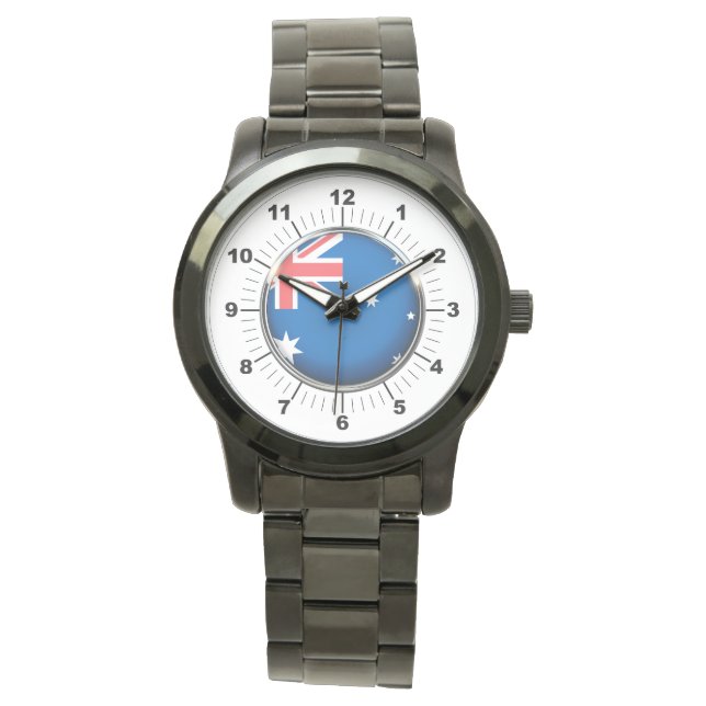 Pulsera Reloj negro oversized de Australia con bandera de  (Anverso)