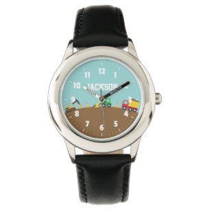 Pulsera Reloj para niños con vehículos de construcción col