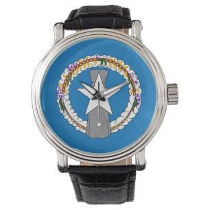Pulsera Reloj patriótico con bandera de Mariana del Norte