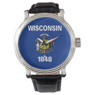 Pulsera Reloj patriótico con bandera de Wisconsin