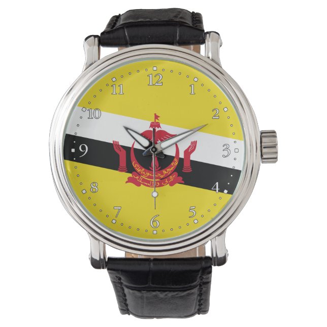 Pulsera Reloj patriótico de la bandera de Brunéi (Anverso)