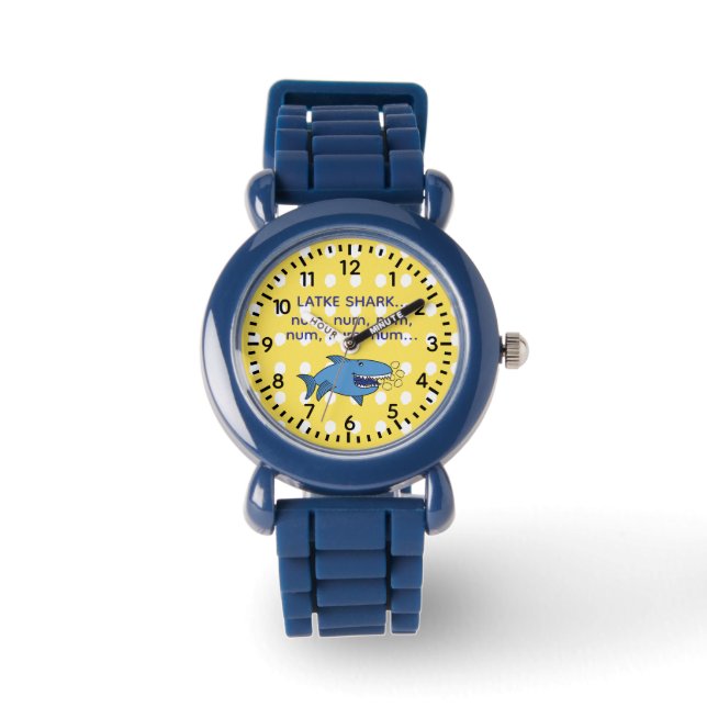 Pulsera Reloj personalizable de tiburón de latke de Hanukk (Anverso)