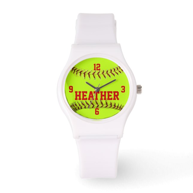 Pulsera Reloj personalizado de escritura en softball (Anverso)