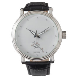 Pulsera Reloj personalizado de flor de cerezo minimalista