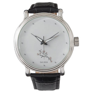 Pulsera Reloj personalizado de flor de cerezo minimalista
