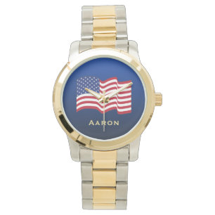 Pulsera Reloj personalizado de la bandera americana para h