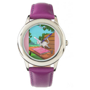 Pulsera Reloj personalizado de los niños - gato en el