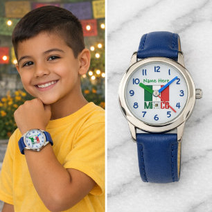 Pulsera Reloj Personalizado Para Niños Bandera De México C