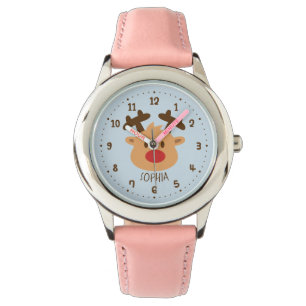Pulsera Reloj Personalizado para Niños Reno de Nariz Roja 