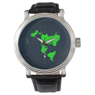 Pulsera Reloj plano del disco del mapa de la tierra