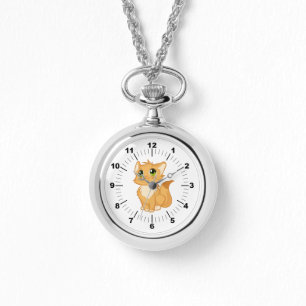 Pulsera Reloj plateado con gatos malhumorados de mujeres