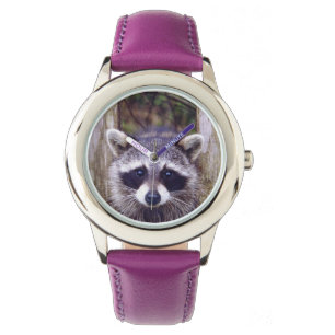 Pulsera Reloj púrpura de la correa de cuero del niño con