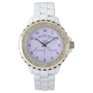 Pulsera Reloj púrpura PERSONALIZADO de la alegría de las