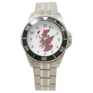 Pulsera Reloj real del mapa de Escocia del tartán de