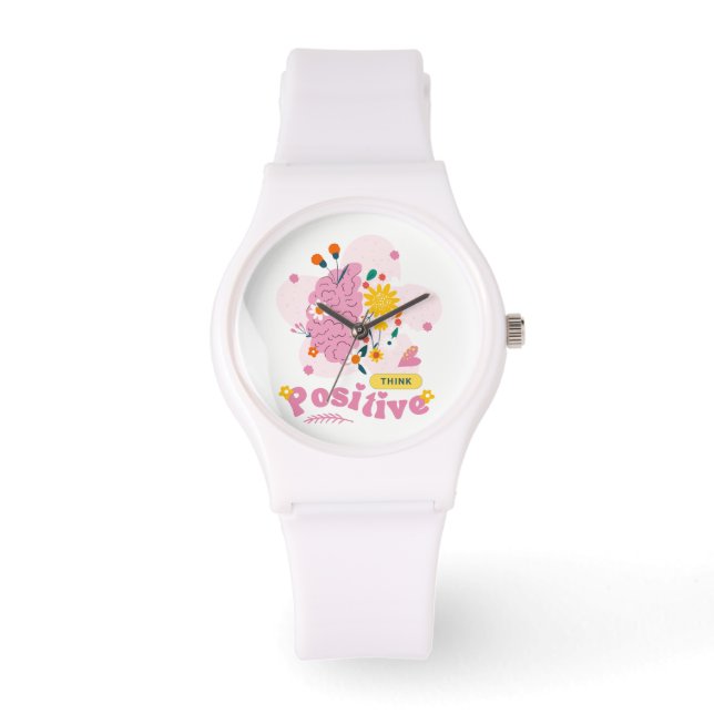 Pulsera Reloj redondo de Pensamiento Positivo (Anverso)