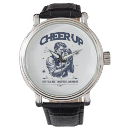 PULSERA RELOJ REDONDO DE PLATA PARA HOMBRE ÁNIMO PAPÁ 