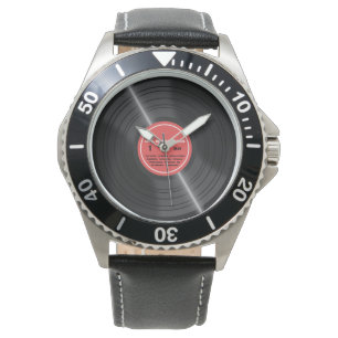 Pulsera Reloj retro rojo del álbum de disco de vinilo del