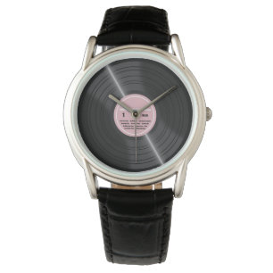 Pulsera Reloj retro rosado del álbum de disco de vinilo