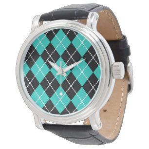 Pulsera Reloj Retro Turquesa de Cuadrícula