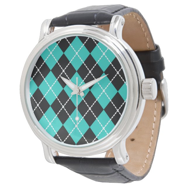 Pulsera Reloj Retro Turquesa de Cuadrícula (Angular)