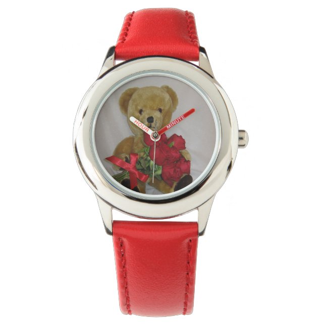 Pulsera reloj rojo de peluche (Anverso)