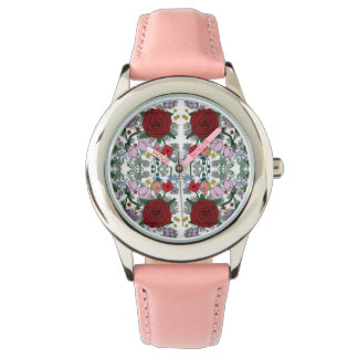 Pulsera Reloj rosa de acero inoxidable Kaleidoscope floral