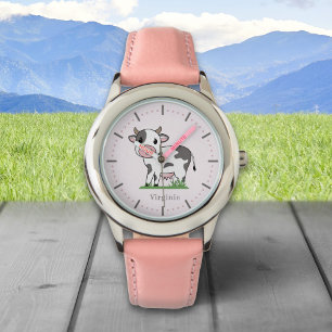 Pulsera Reloj rosa de vaca suave