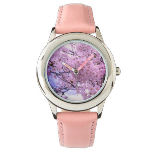 Pulsera Reloj rosado de la flor de cerezo
