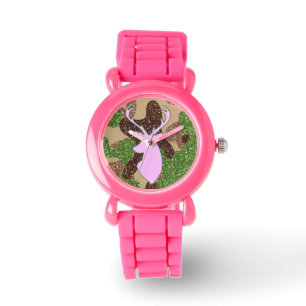 Pulsera Reloj rosado del camo de los ciervos y del