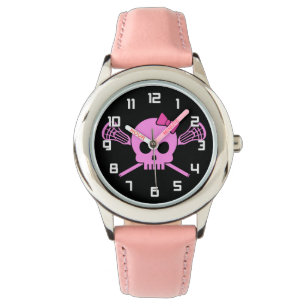Pulsera Reloj rosado del cráneo de LaCrosse del chica