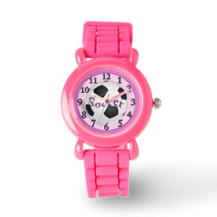 Pulsera Reloj rosado del fútbol de los chicas para los