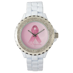 Pulsera Reloj rosado del rosa del superviviente de la