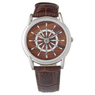 Pulsera Reloj - Rueda de un buque en madera (v.2)