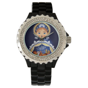 Pulsera Reloj ruso azul de la muñeca de Babushka
