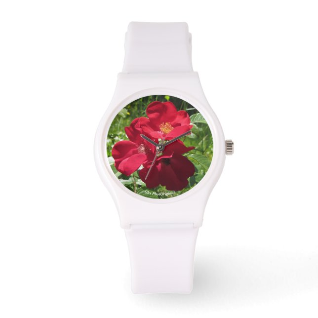 Pulsera Reloj simple de rosas rojas (Anverso)