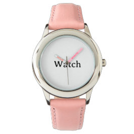 Pulsera Reloj simple para niños con correa de cuero rosa y