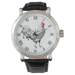Pulsera Reloj Spangled plata del gallo de Hamburgo
