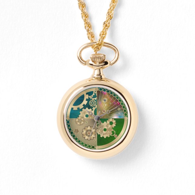 Pulsera Reloj Steampunk de Oro (Anverso)