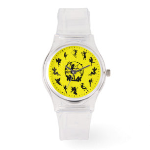 Pulsera Reloj temático exclusivo de siluetas de hadas negr