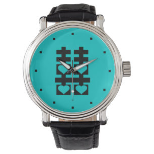 Pulsera Reloj verde azulado de la felicidad del corazón