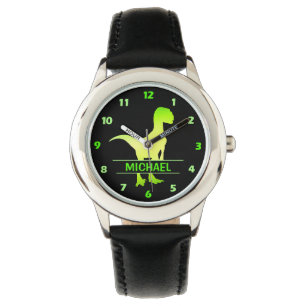 Pulsera Reloj verde de velocidad de dinosaurios personaliz