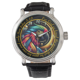 Pulsera Reloj vibrante de loro John 3:16 Fe celestial