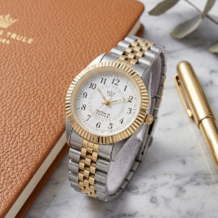 Pulsera Reloj Vintage de Dos Tonos con Bisel Estriado Fusi