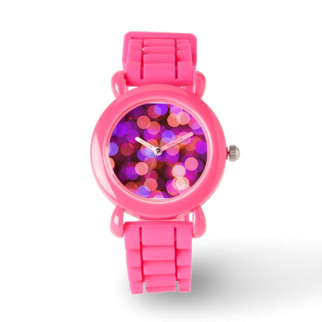 Pulsera Rosa Un reloj lizioso con banda de silicio purpuri (Anverso)
